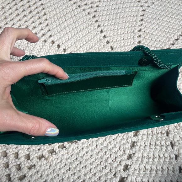 NWT Designer Evening Clutch Bag Emerald Green Vintage look - Picture 9 of 10